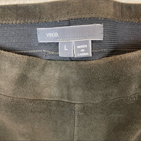 VINCE Brown Lamb Suede Leather Leggings - Picture 7 of 8